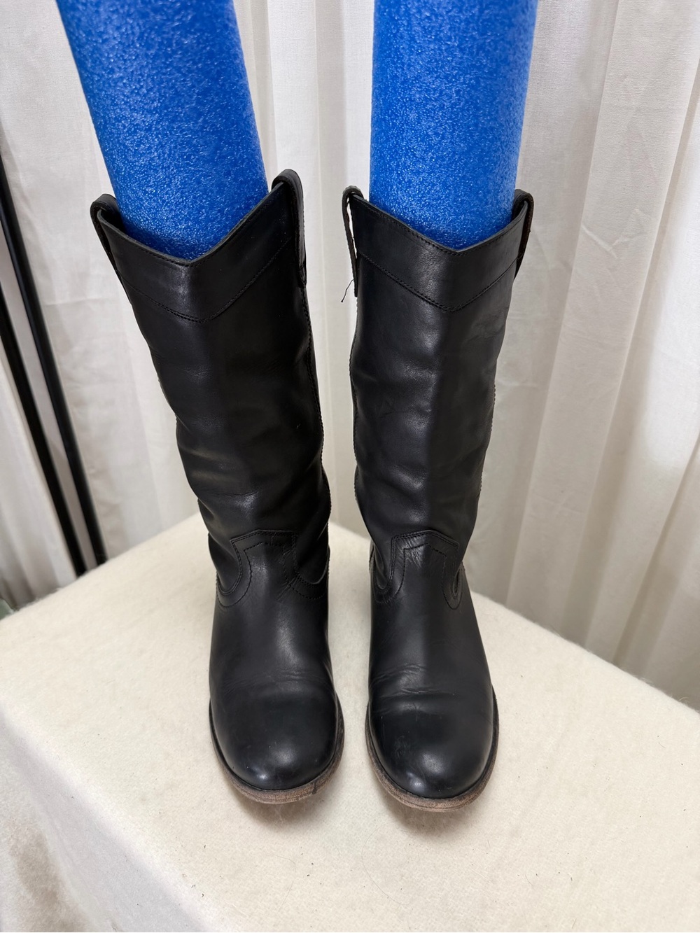 Frye Black Leather Mid-Calf Western Boots